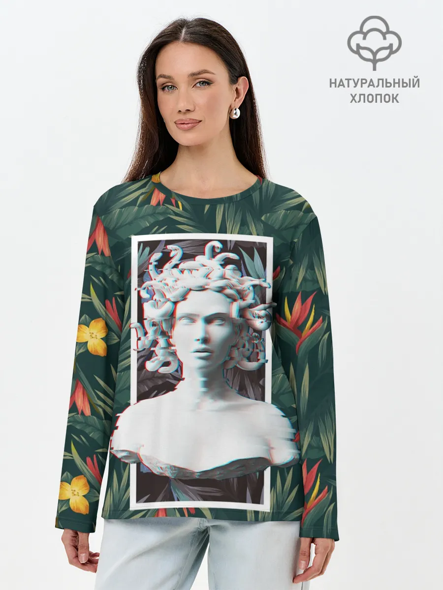 Лонгслив женский. Хлопок / Медуза Горгона