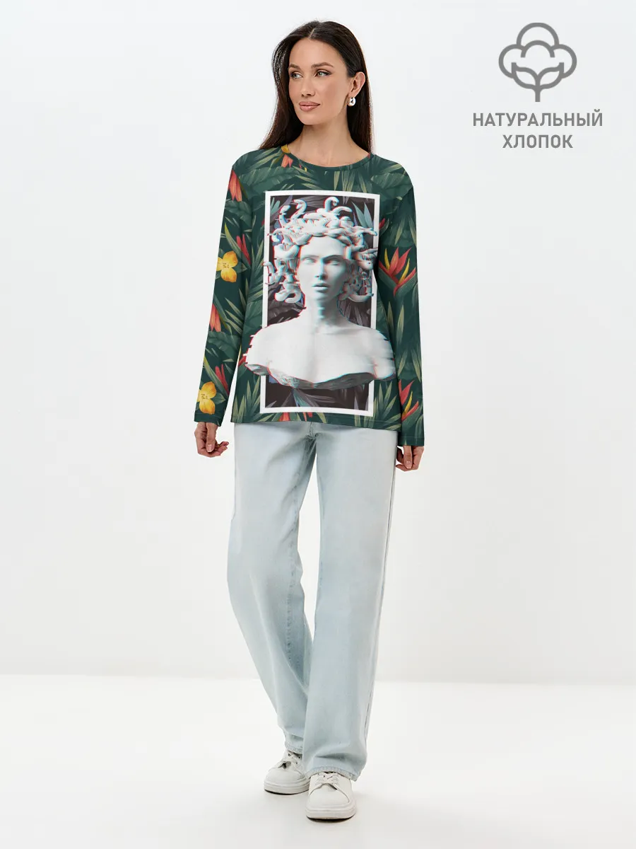 Лонгслив женский. Хлопок / Медуза Горгона