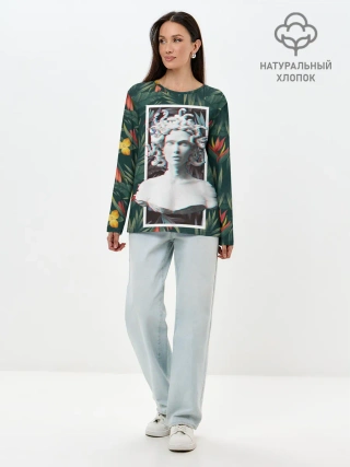 Лонгслив женский. Хлопок / Медуза Горгона