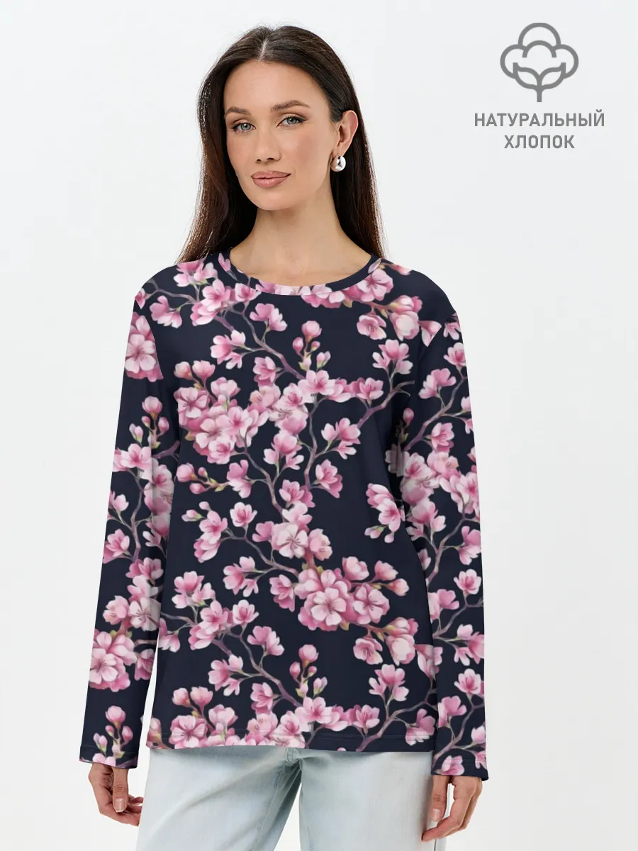 Лонгслив женский. Хлопок / Сакура
