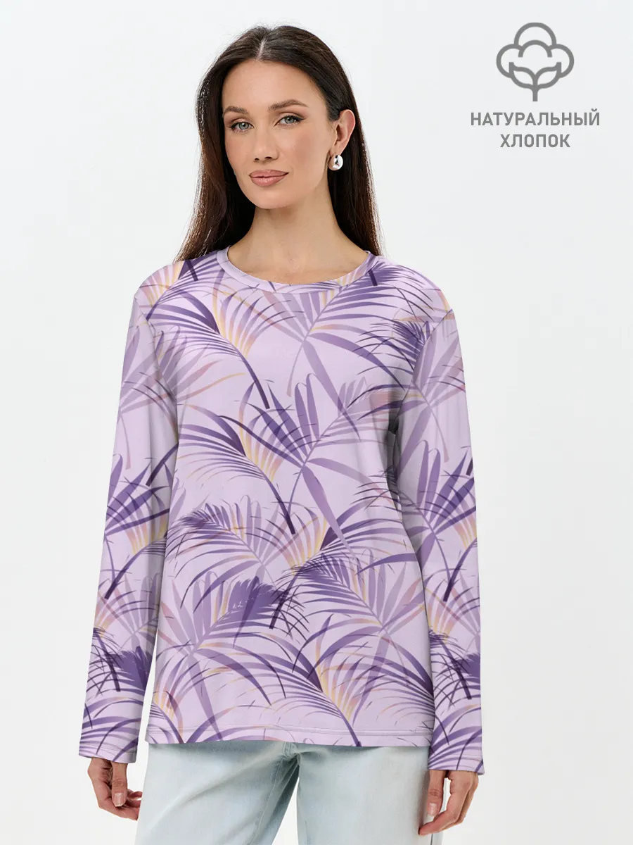 Лонгслив женский. Хлопок / Листья