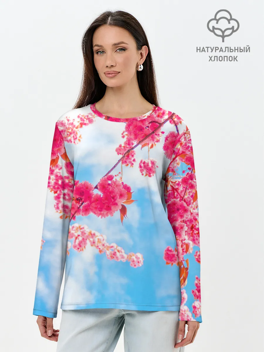 Лонгслив женский. Хлопок / Цветение Вишни