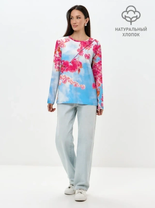 Лонгслив женский. Хлопок / Цветение Вишни