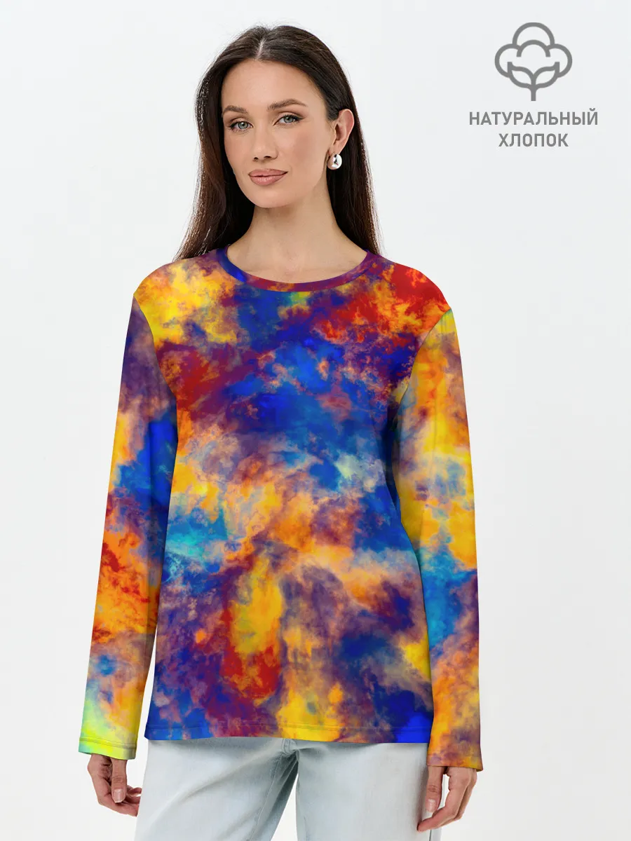 Лонгслив женский. Хлопок / Огненно-синий полутон