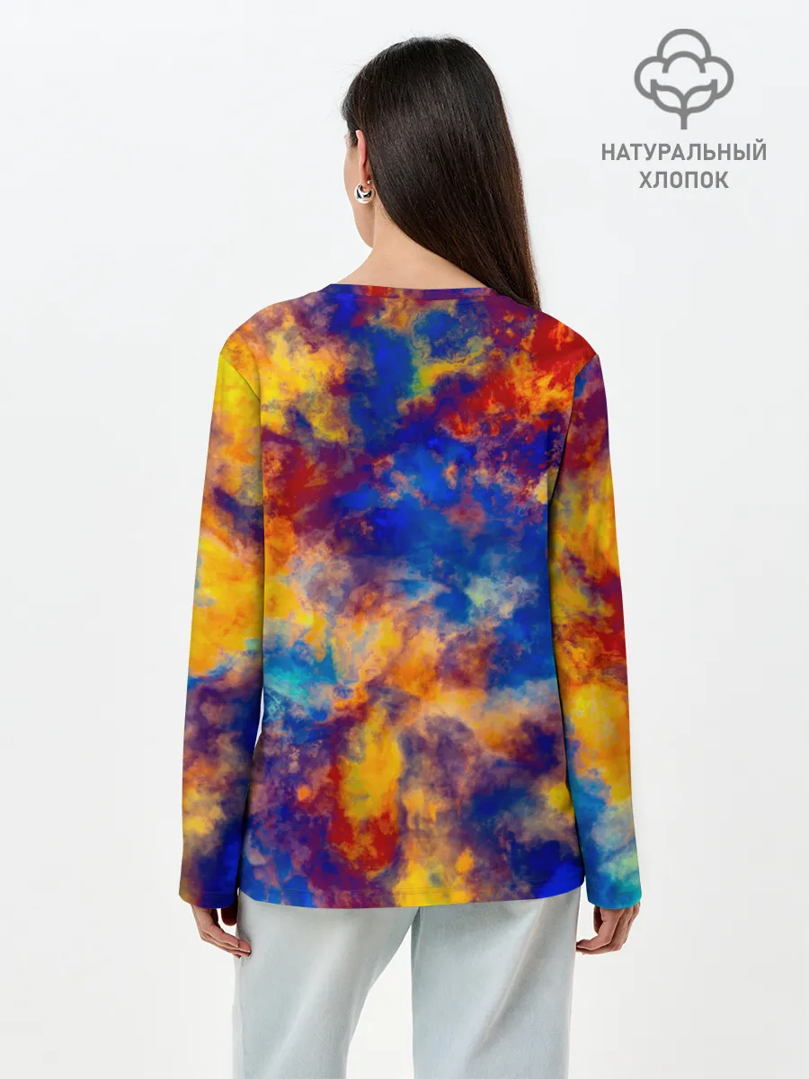 Лонгслив женский. Хлопок / Огненно-синий полутон