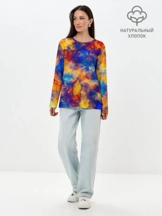 Лонгслив женский. Хлопок / Огненно-синий полутон