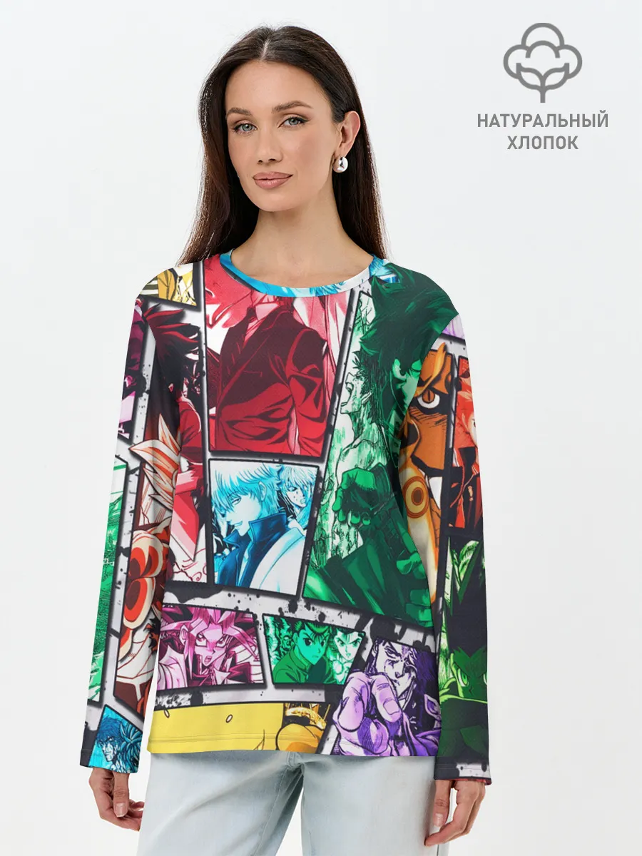 Лонгслив женский. Хлопок / EPIC MAIN ANIME CHARACTERS 3D!