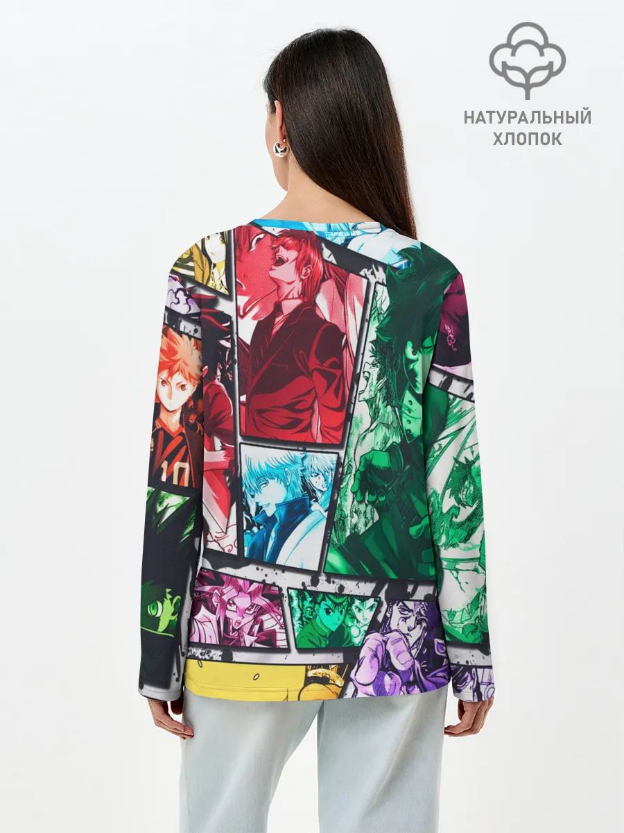 Лонгслив женский. Хлопок / EPIC MAIN ANIME CHARACTERS 3D!