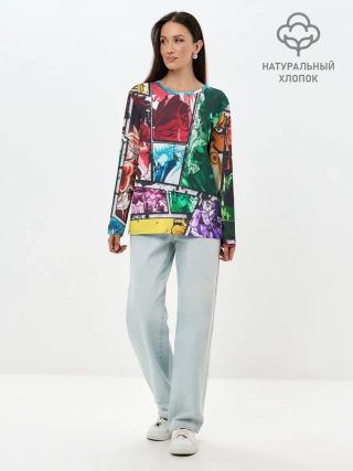 Лонгслив женский. Хлопок / EPIC MAIN ANIME CHARACTERS 3D!