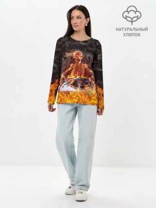 Лонгслив женский. Хлопок / Вечеринка у скелетов