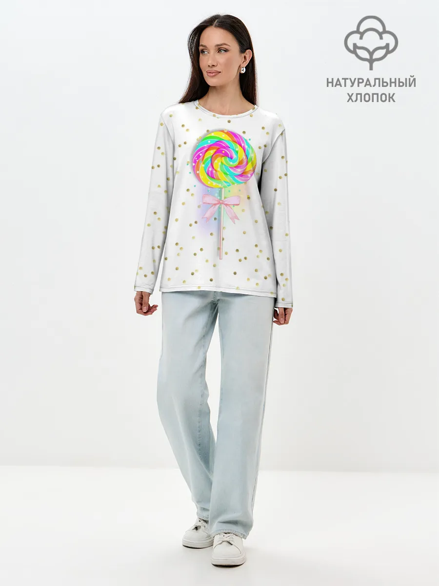 Лонгслив женский. Хлопок / Леденец
