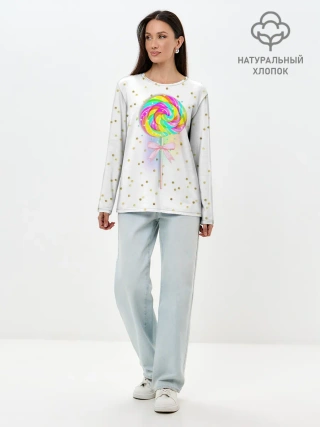 Лонгслив женский. Хлопок / Леденец