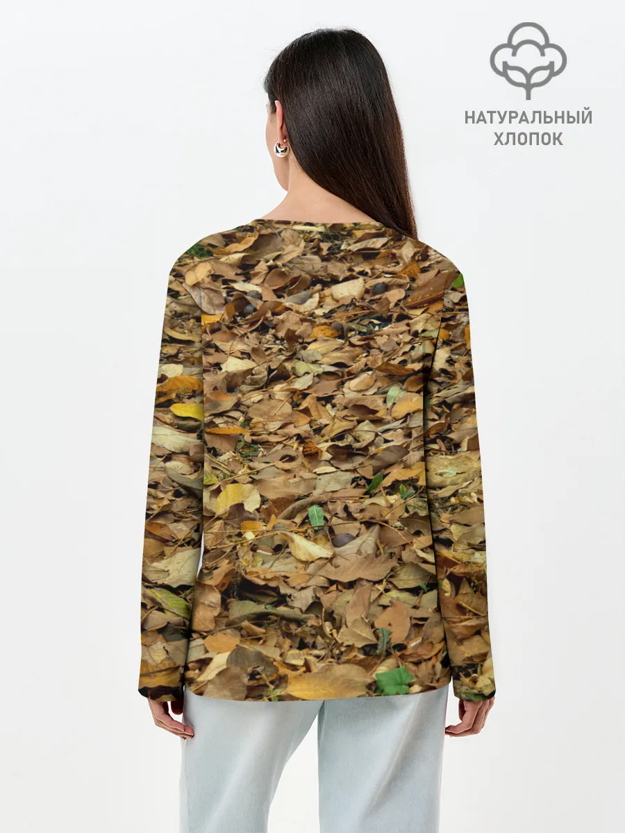 Лонгслив женский. Хлопок / Листья