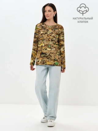 Лонгслив женский. Хлопок / Листья