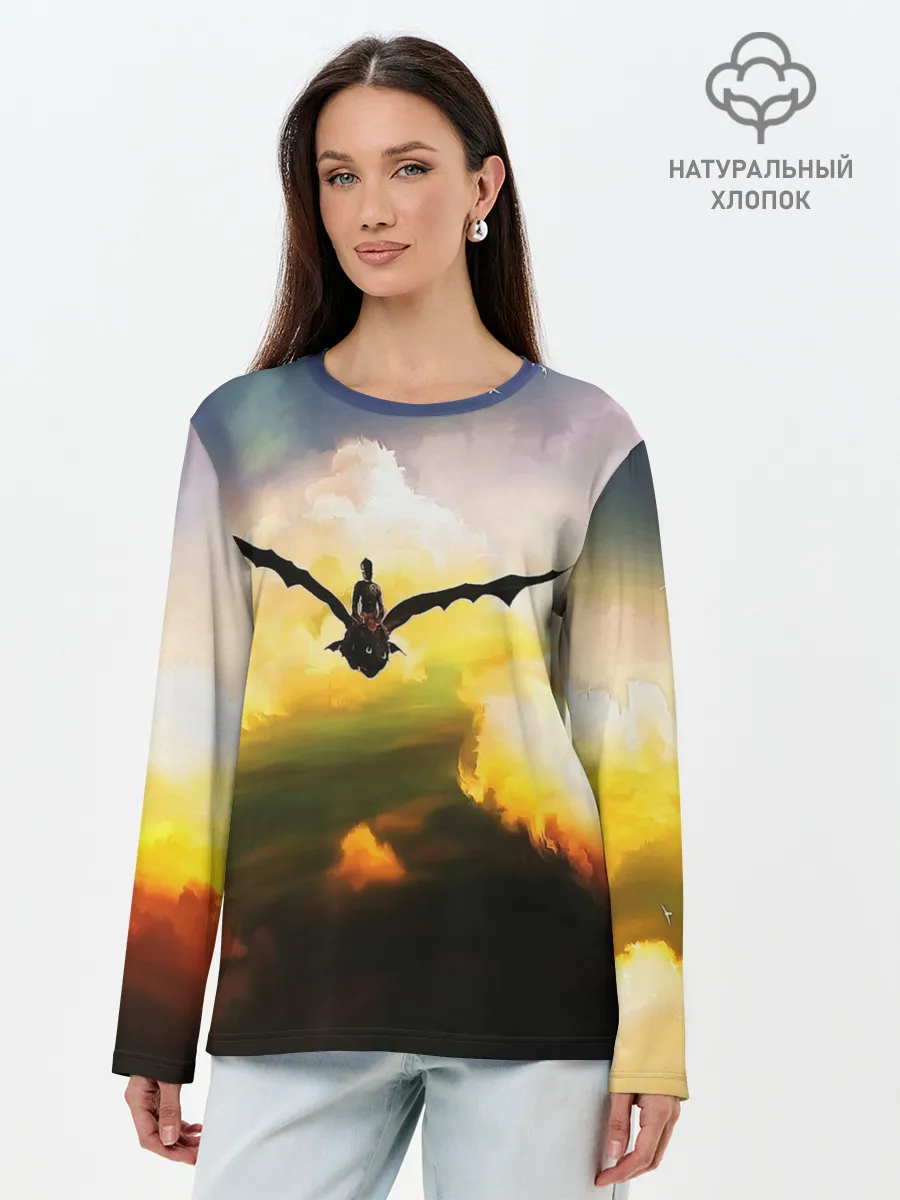 Лонгслив женский. Хлопок / Как приручить дракона