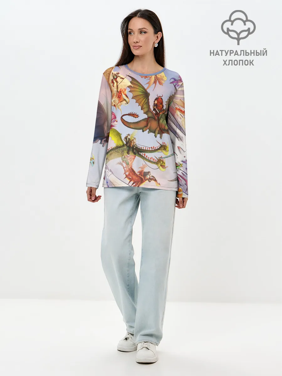 Лонгслив женский. Хлопок / Как приручить дракона