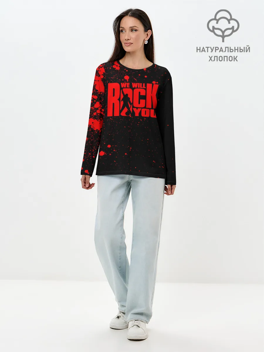 Лонгслив женский. Хлопок / Queen - We Will Rock You
