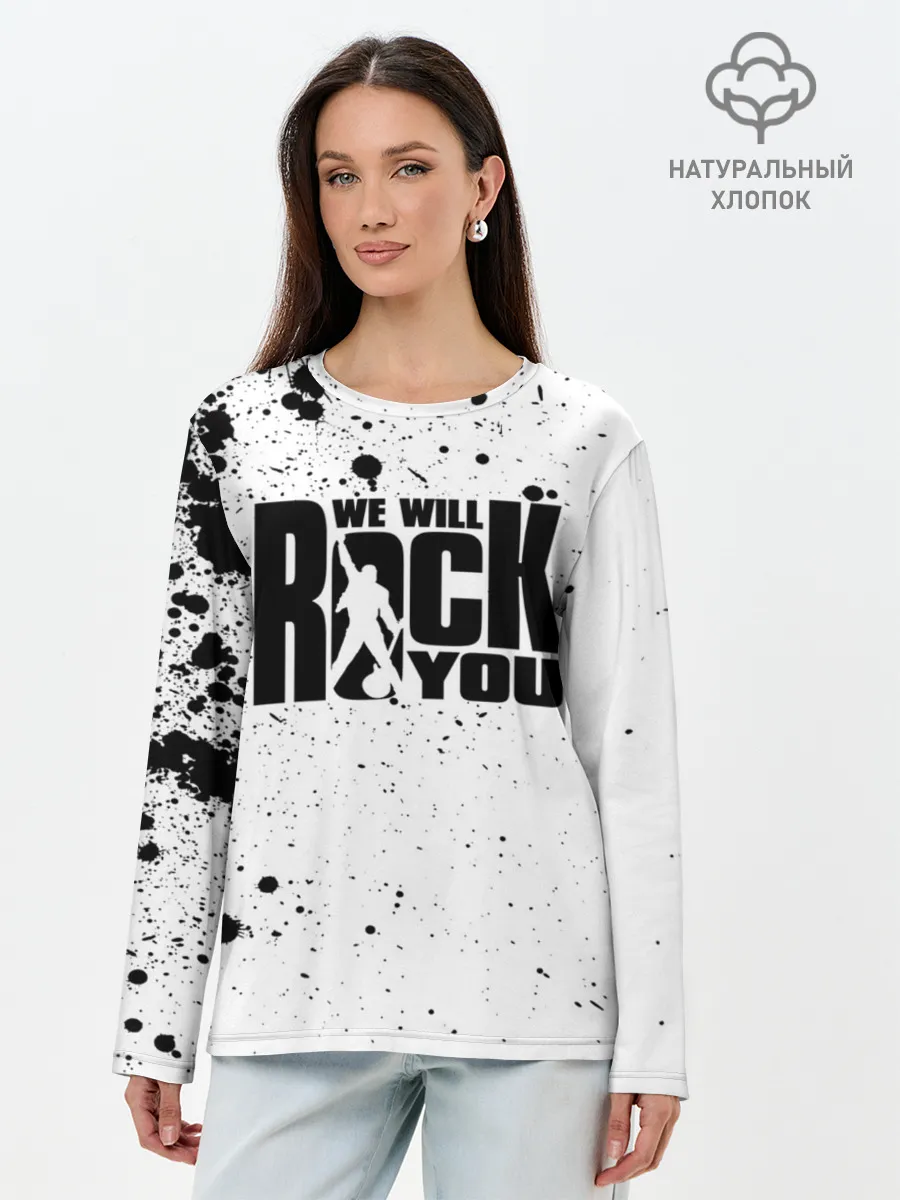 Лонгслив женский. Хлопок / Queen - We Will Rock You