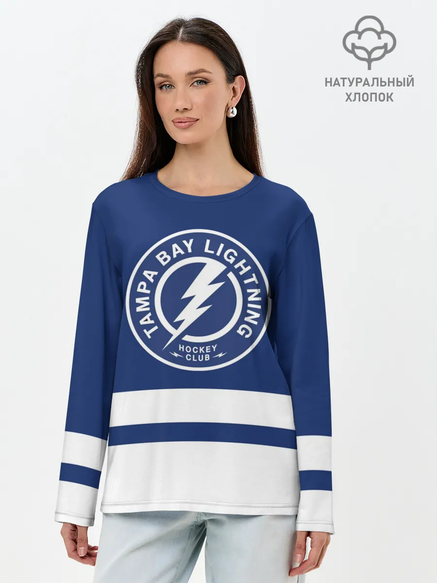 Лонгслив женский. Хлопок / Тампа-Бэй Лайтнинг