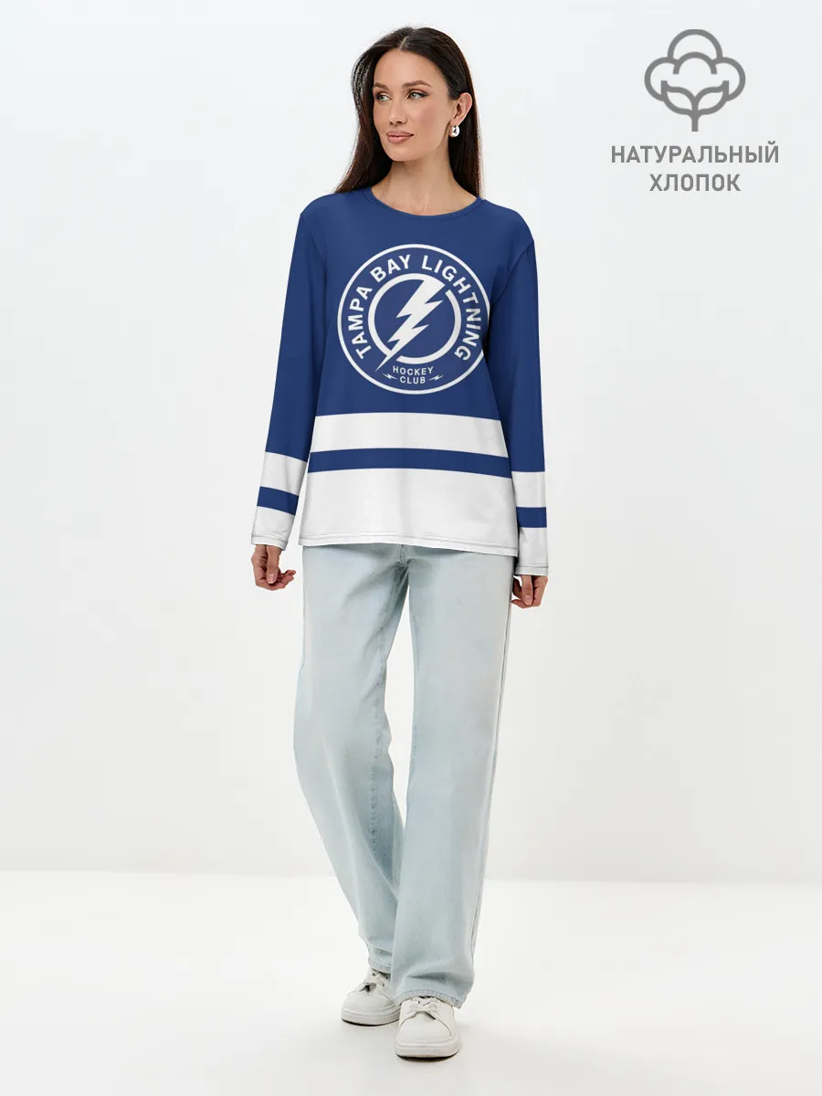Лонгслив женский. Хлопок / Тампа-Бэй Лайтнинг