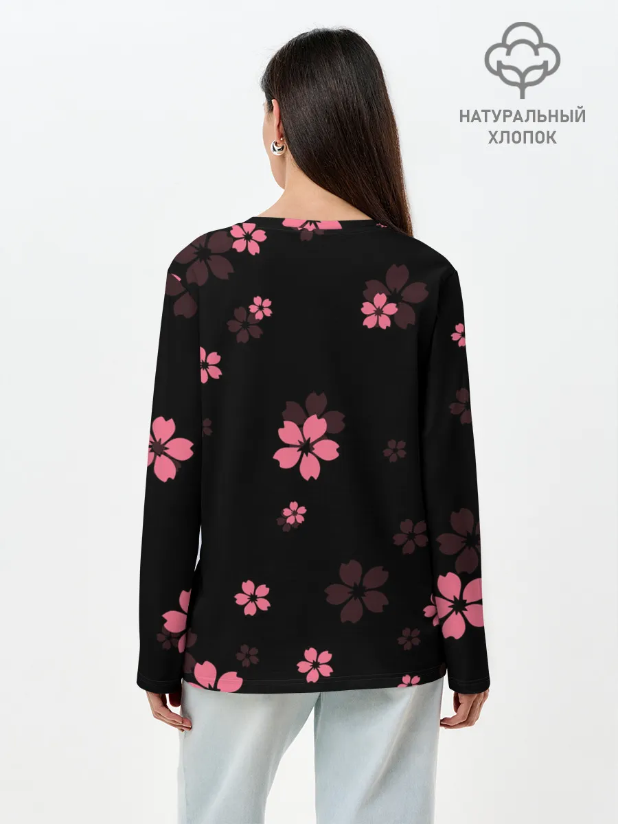 Лонгслив женский. Хлопок / Надзуко Камадо в цветах