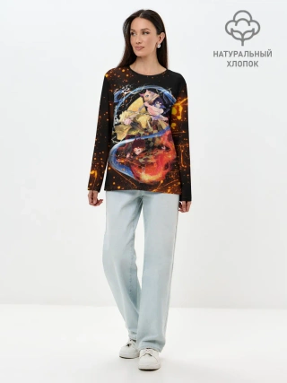 Лонгслив женский. Хлопок / Убийца демонов