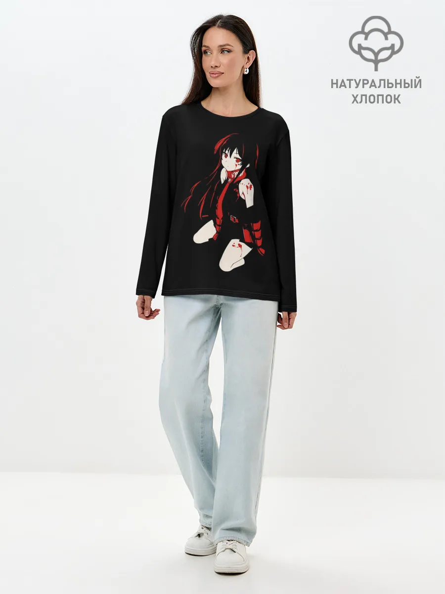 Лонгслив женский. Хлопок / Anime Girl red
