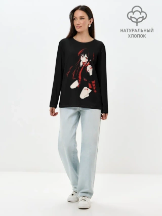 Лонгслив женский. Хлопок / Anime Girl red