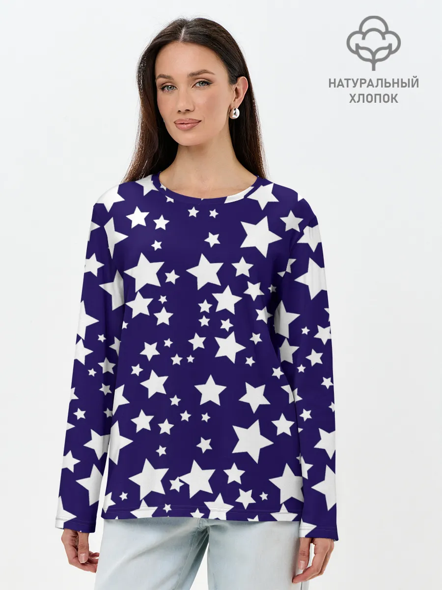 Лонгслив женский. Хлопок / ЗВЕЗДОЧКИ
