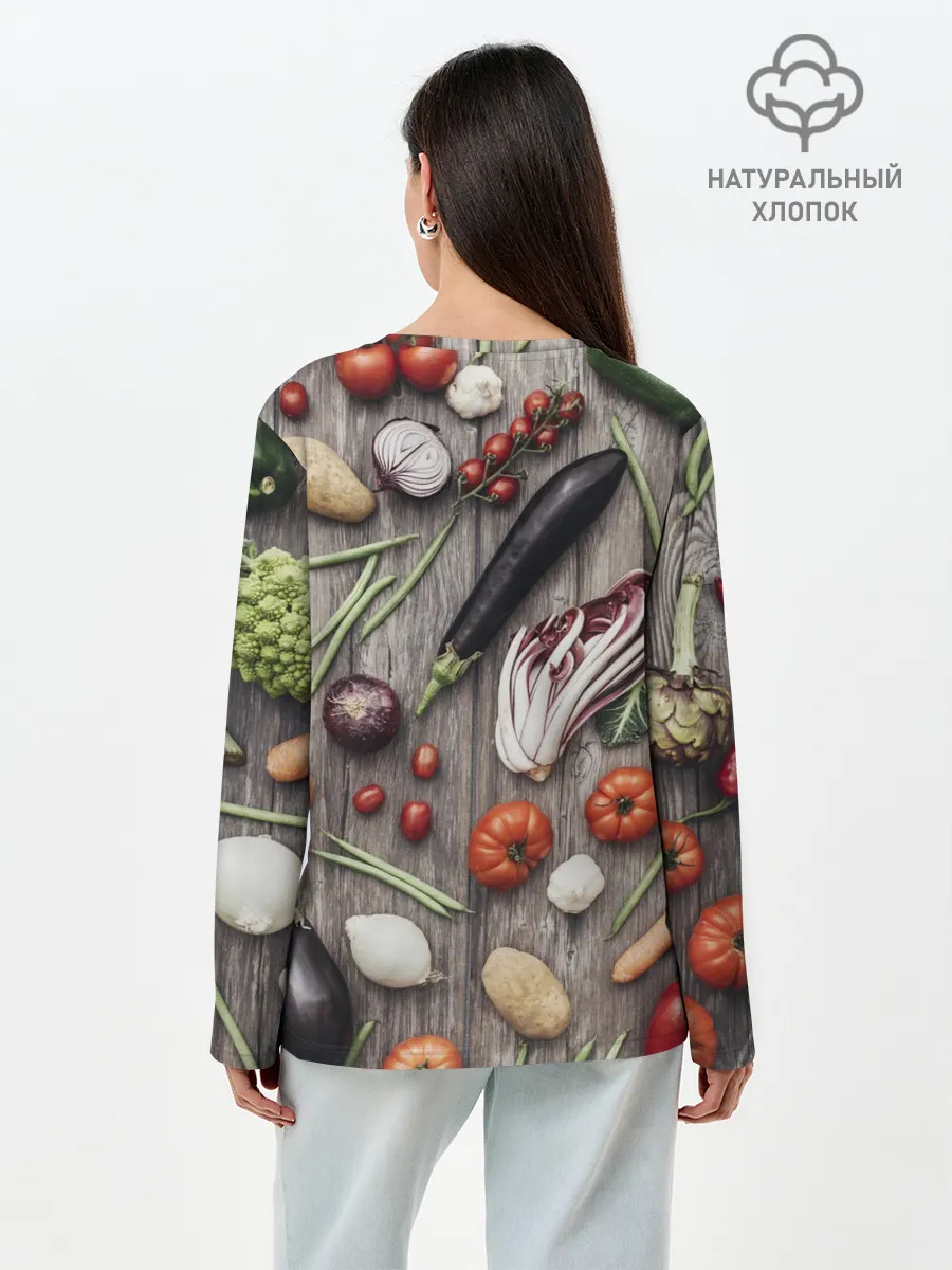 Лонгслив женский. Хлопок / Еда