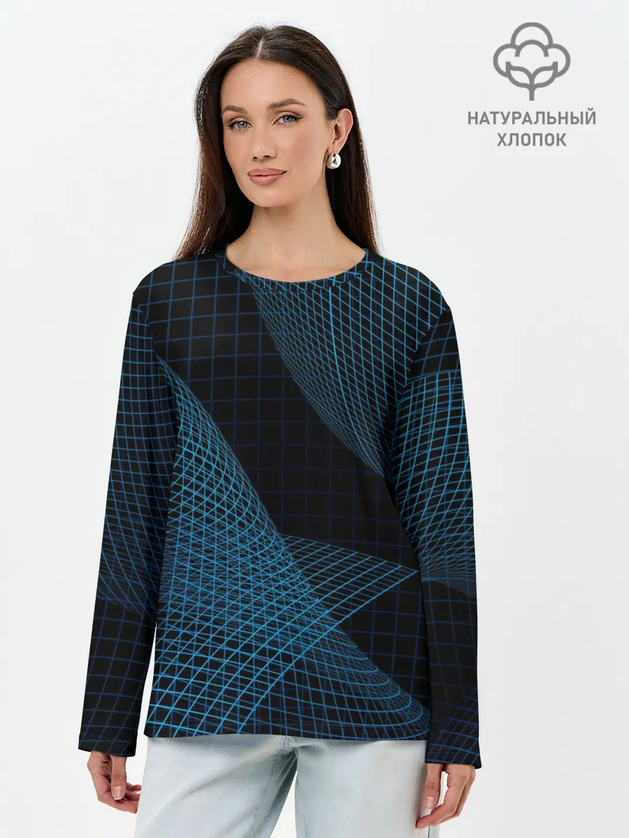 Лонгслив женский. Хлопок / Сетка