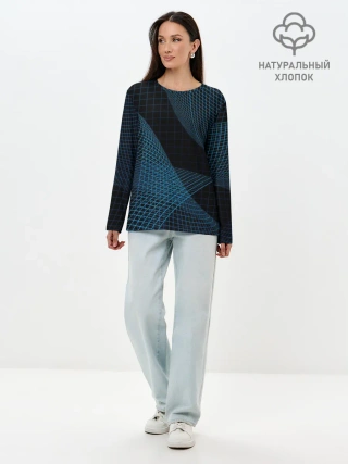 Лонгслив женский. Хлопок / Сетка