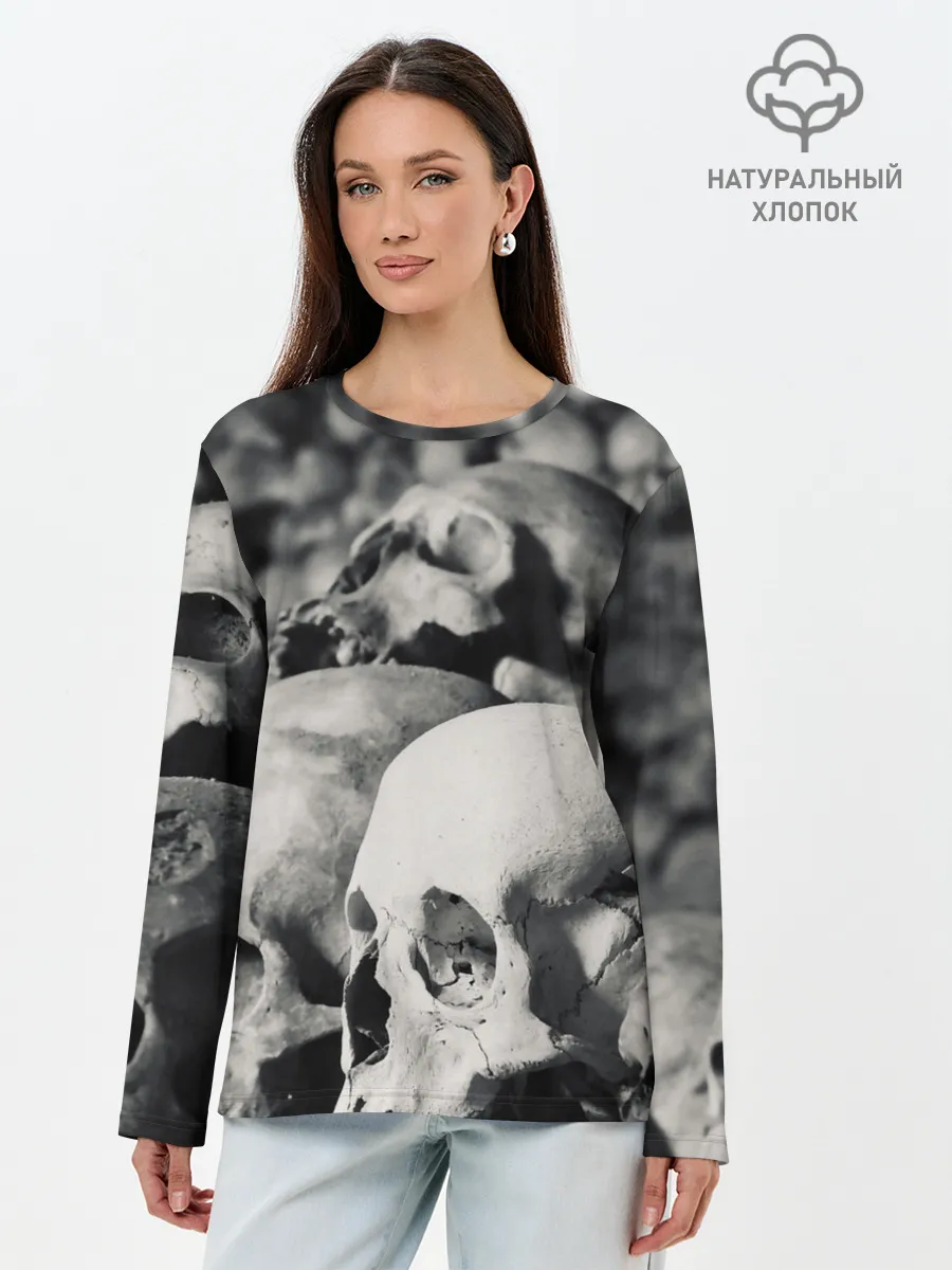 Лонгслив женский. Хлопок / ЧЕРЕПА