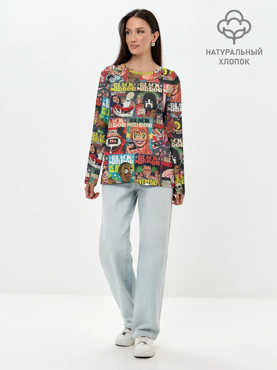 Лонгслив женский. Хлопок / ЧЕРНОЕ ЗЕРКАЛО