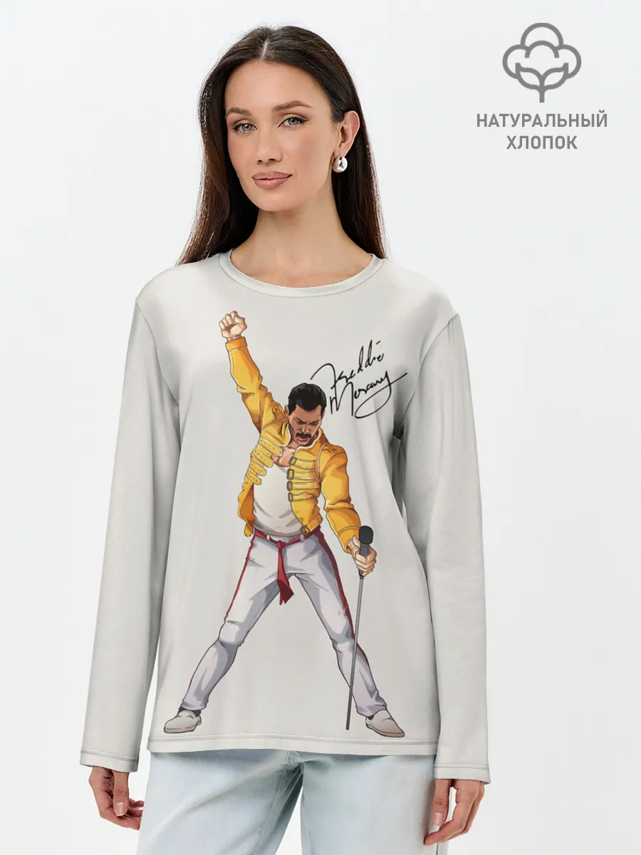 Лонгслив женский. Хлопок / Фредди Меркьюри автограф