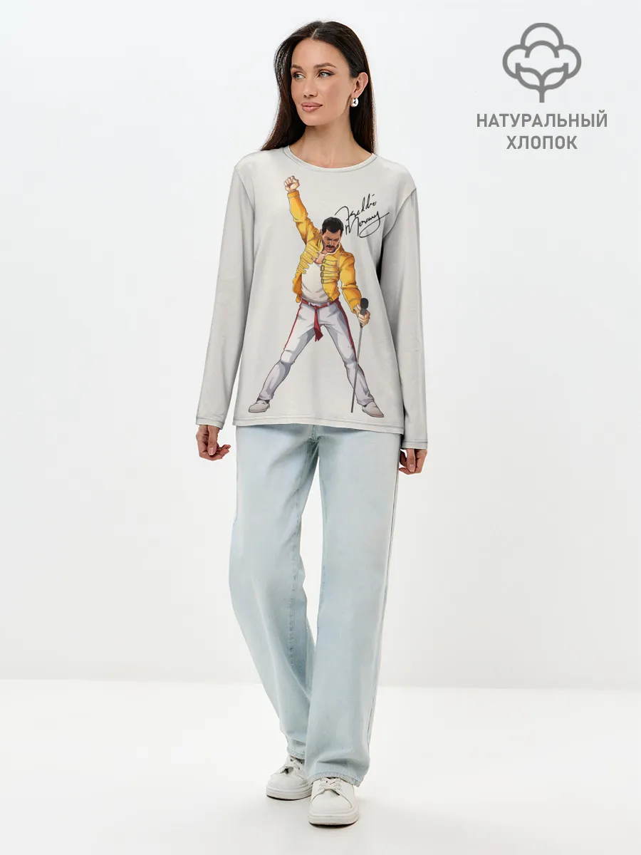 Лонгслив женский. Хлопок / Фредди Меркьюри автограф