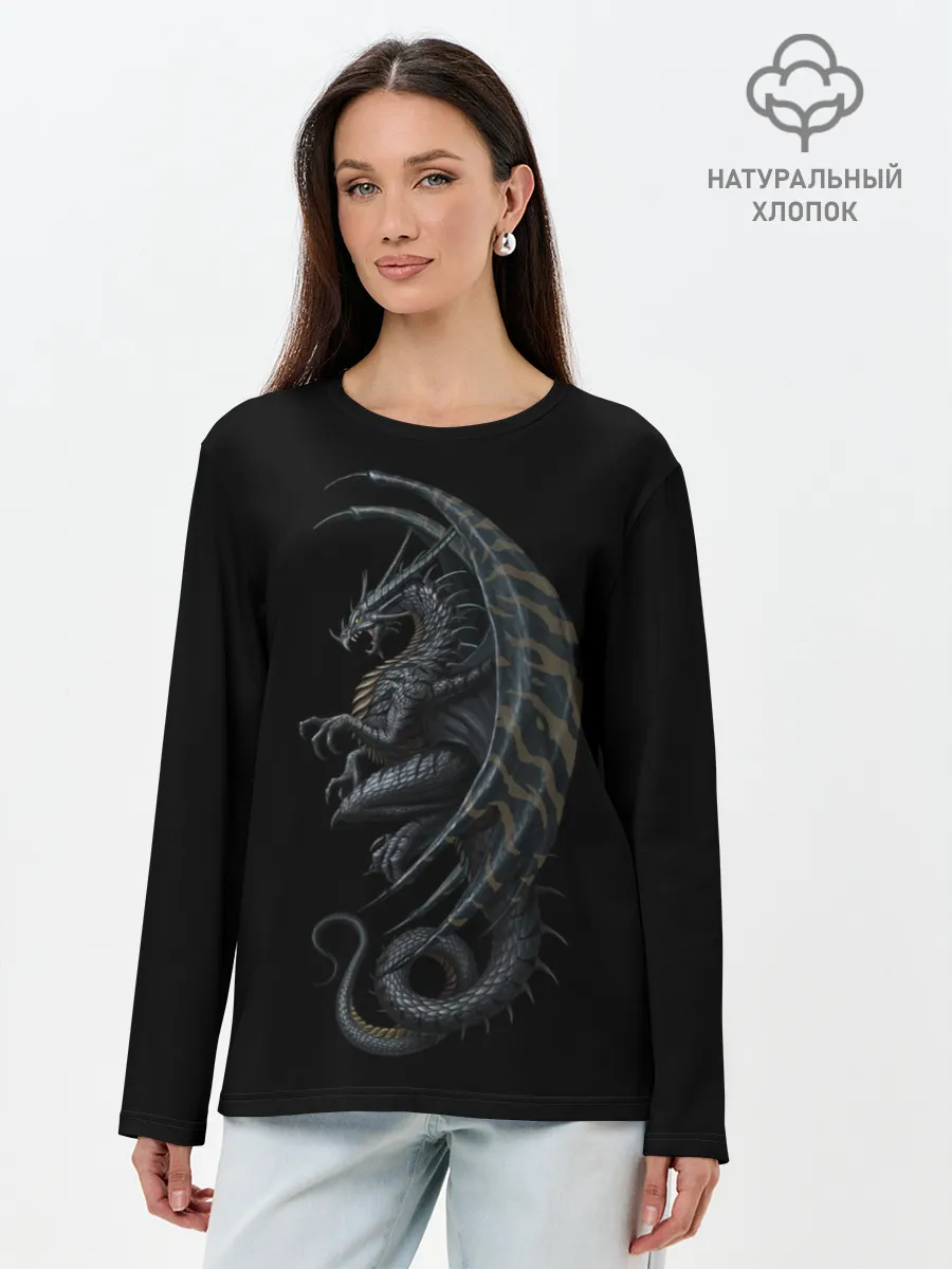 Лонгслив женский. Хлопок / Black Dragon