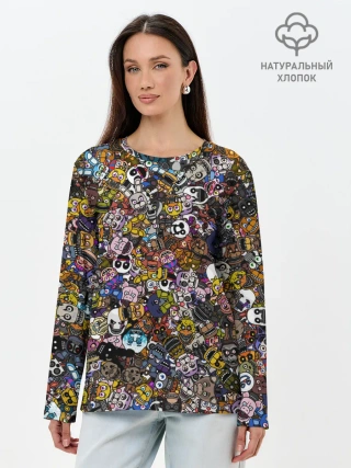 Лонгслив женский. Хлопок / FNaF стикербомбинг