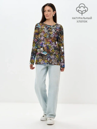 Лонгслив женский. Хлопок / FNaF стикербомбинг