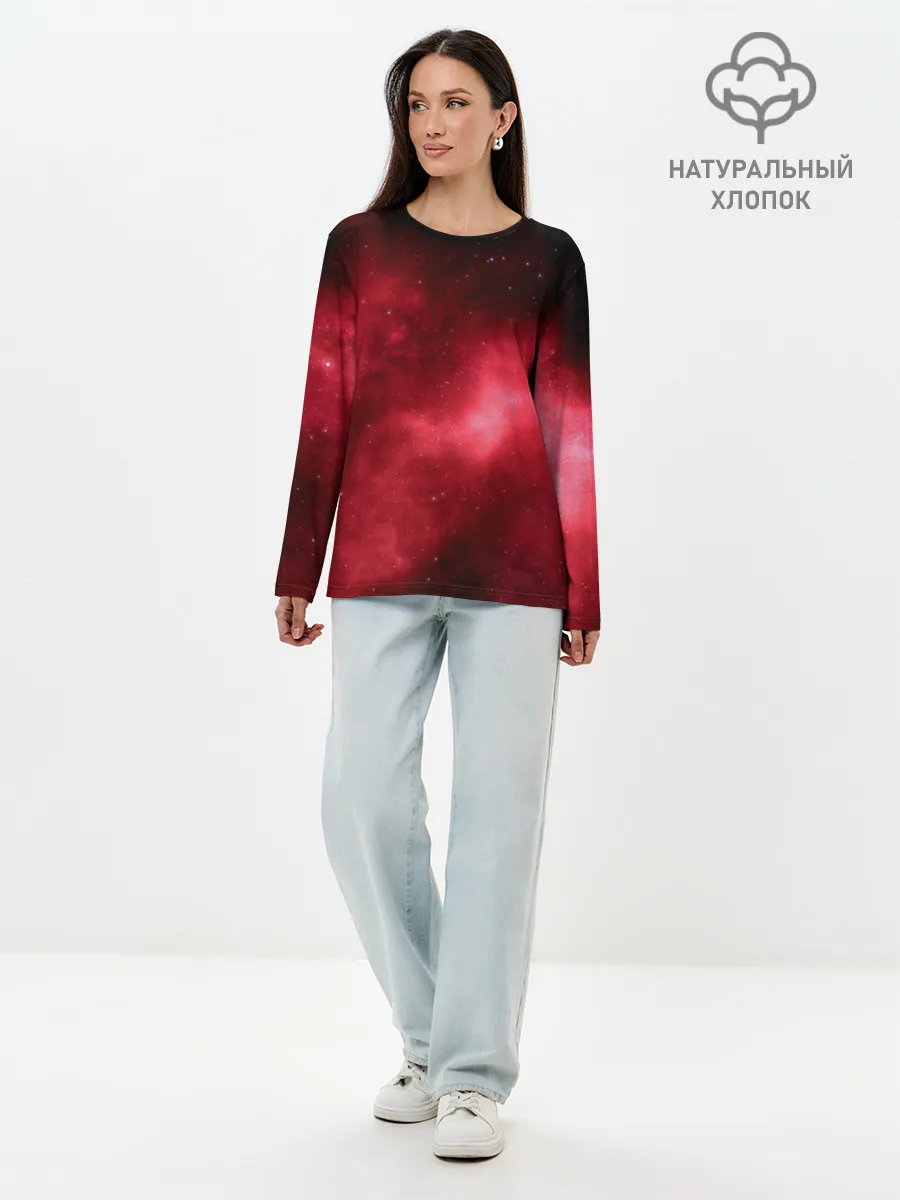 Лонгслив женский. Хлопок / Космос