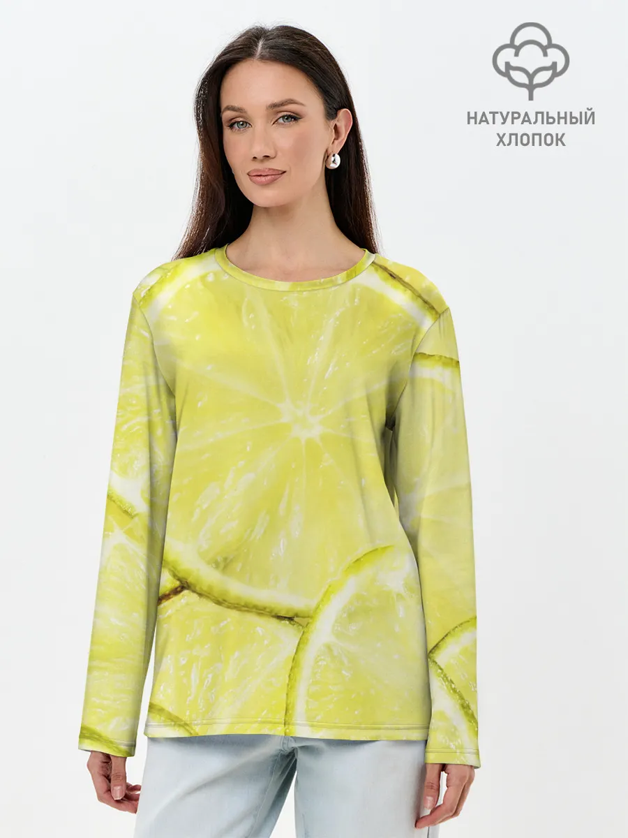 Лонгслив женский. Хлопок / Лайм