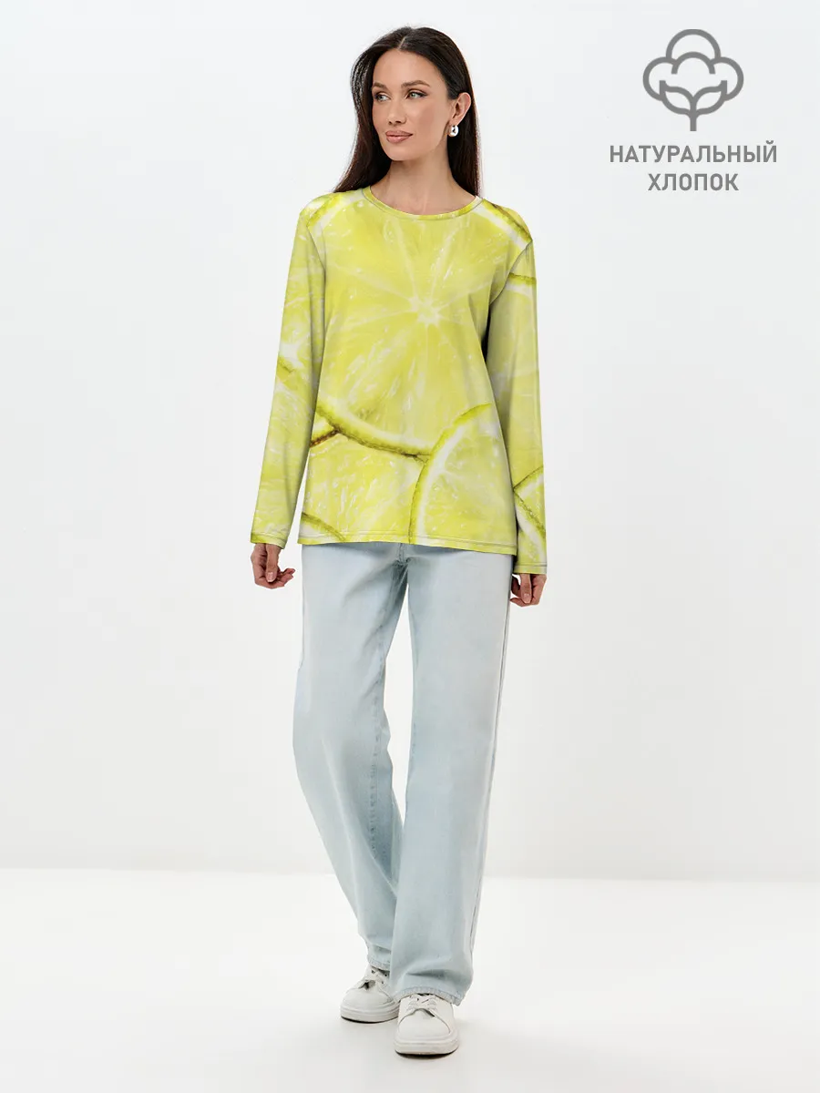 Лонгслив женский. Хлопок / Лайм