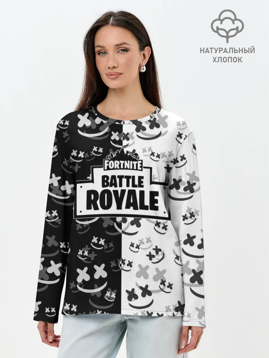 Лонгслив женский. Хлопок / Fortnite & Marshmello
