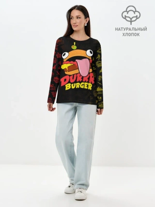 Лонгслив женский. Хлопок / Fortnite Durrr Burger