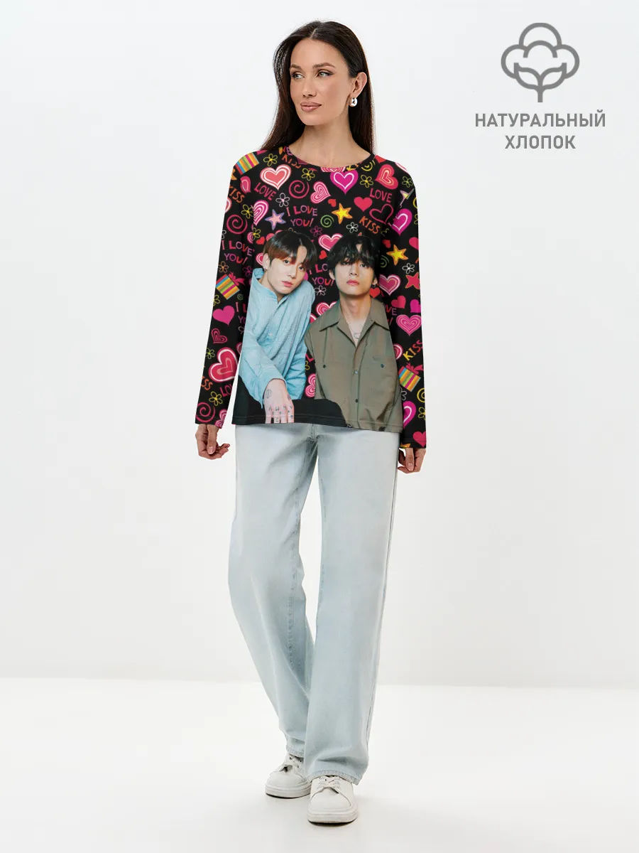 Лонгслив женский. Хлопок / BTS: пейринг ВиГуки