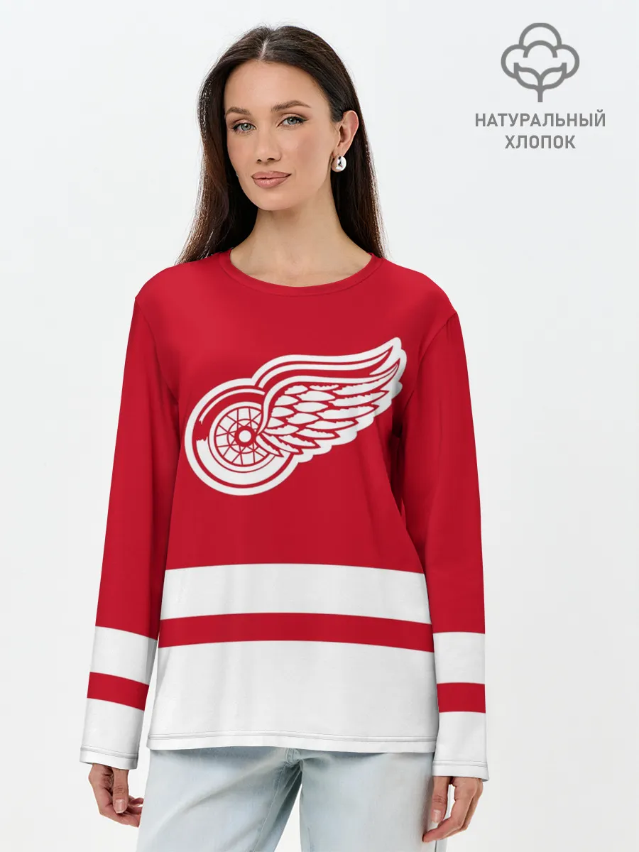 Лонгслив женский. Хлопок / Детройт Ред Уингз