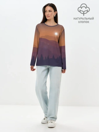 Лонгслив женский. Хлопок / Горы