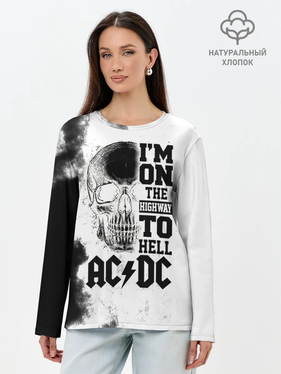 Лонгслив женский. Хлопок / Im on the highway to hell AC/DC