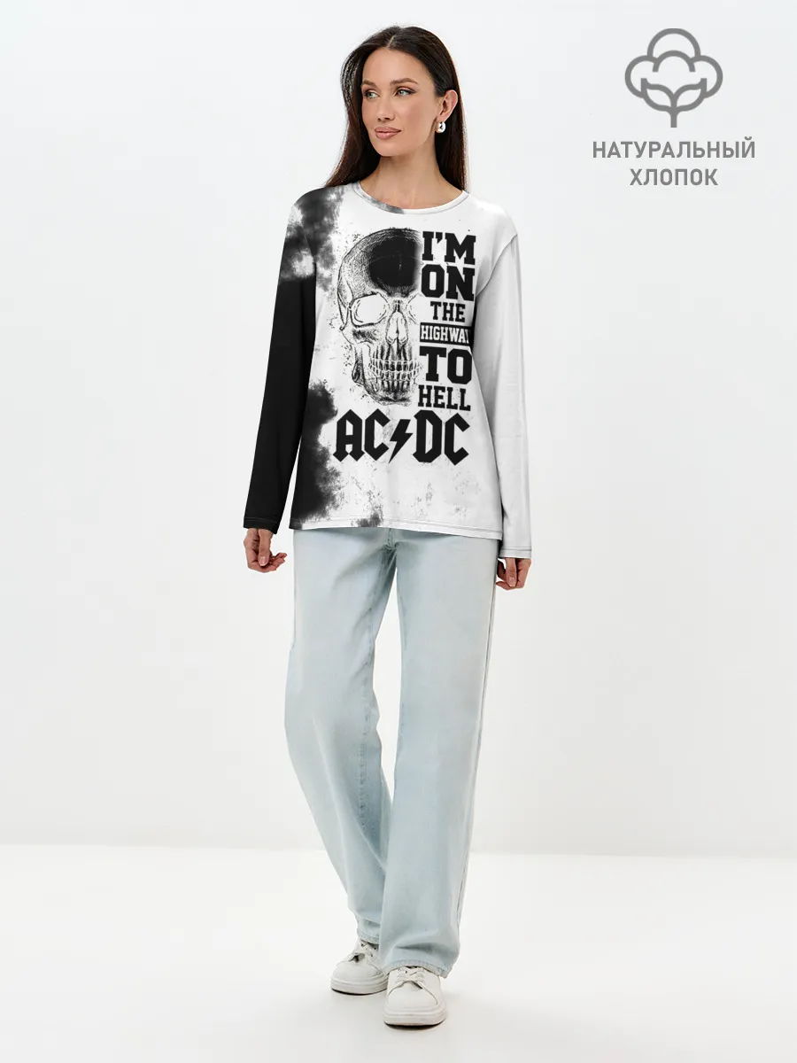 Лонгслив женский. Хлопок / Im on the highway to hell AC/DC
