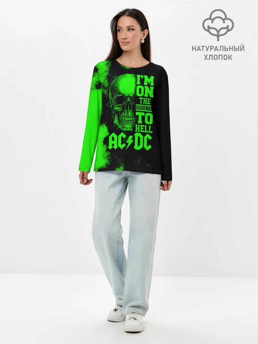 Лонгслив женский. Хлопок / Im on the highway to hell AC/DC